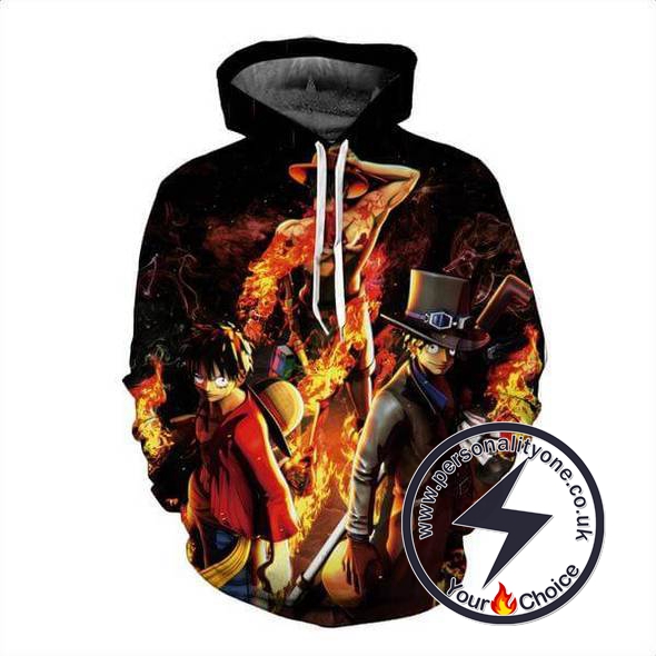 One Piece - Luffy Ace Sabo 3D - Hoodies